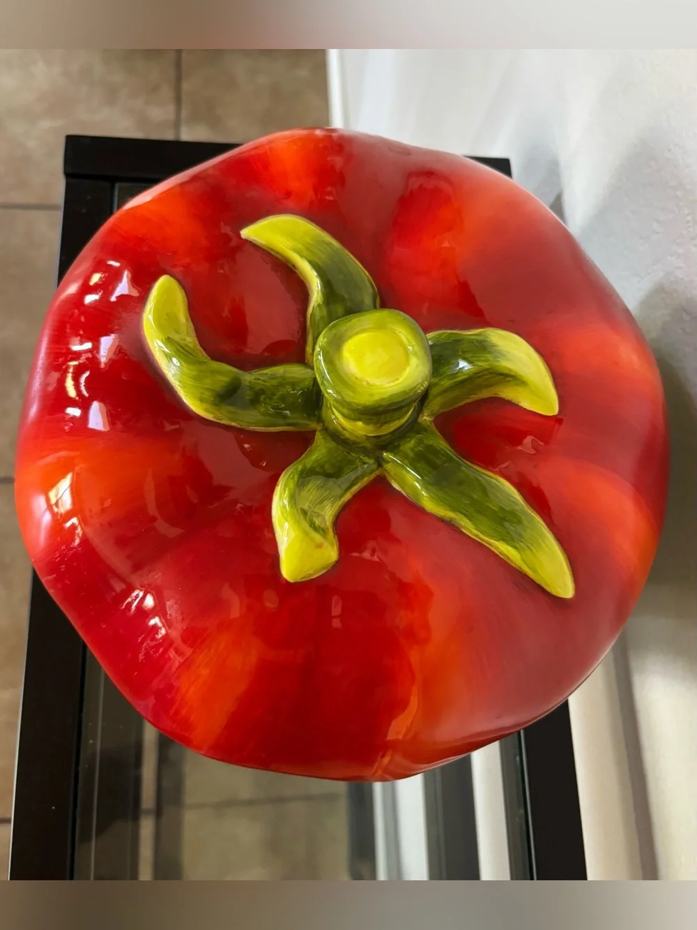 Vintage Certified International Round Ceramic Covered Casserole with Tomato Lid